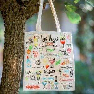 Cotton Canvas Tote Bag Las Vegas Cocktails